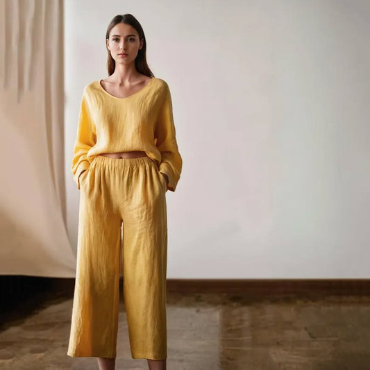 Mia Linen Trouser Set